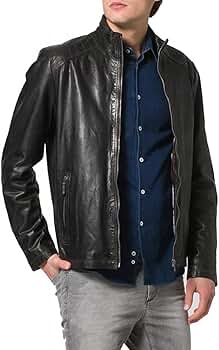 Cow Leather Jacket for Men Genuine Cow-Hide Jacket C377 XS Black